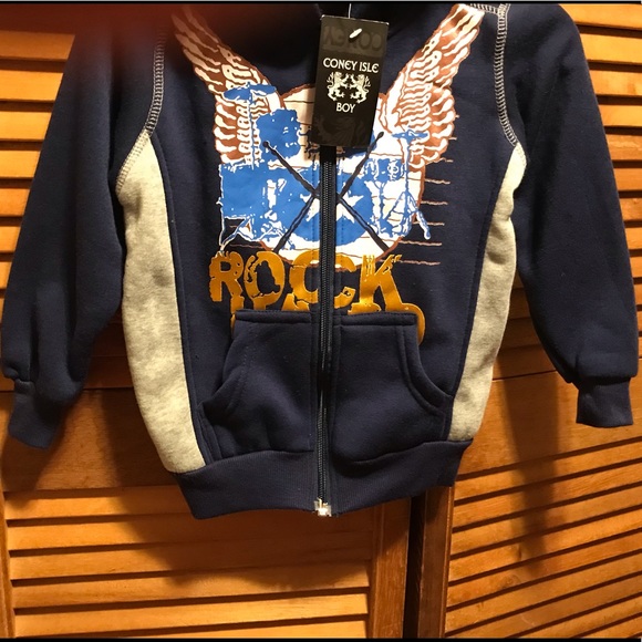 Coney Island Blue & Grey Fleece Hoodie - Picture 6 of 11